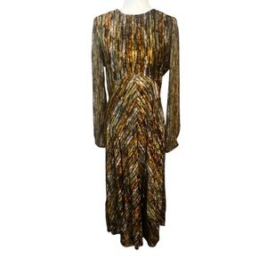 NWT Blank London Frinaya Striped Velour Long Sleeve Midi Dress Medium Reg. $228